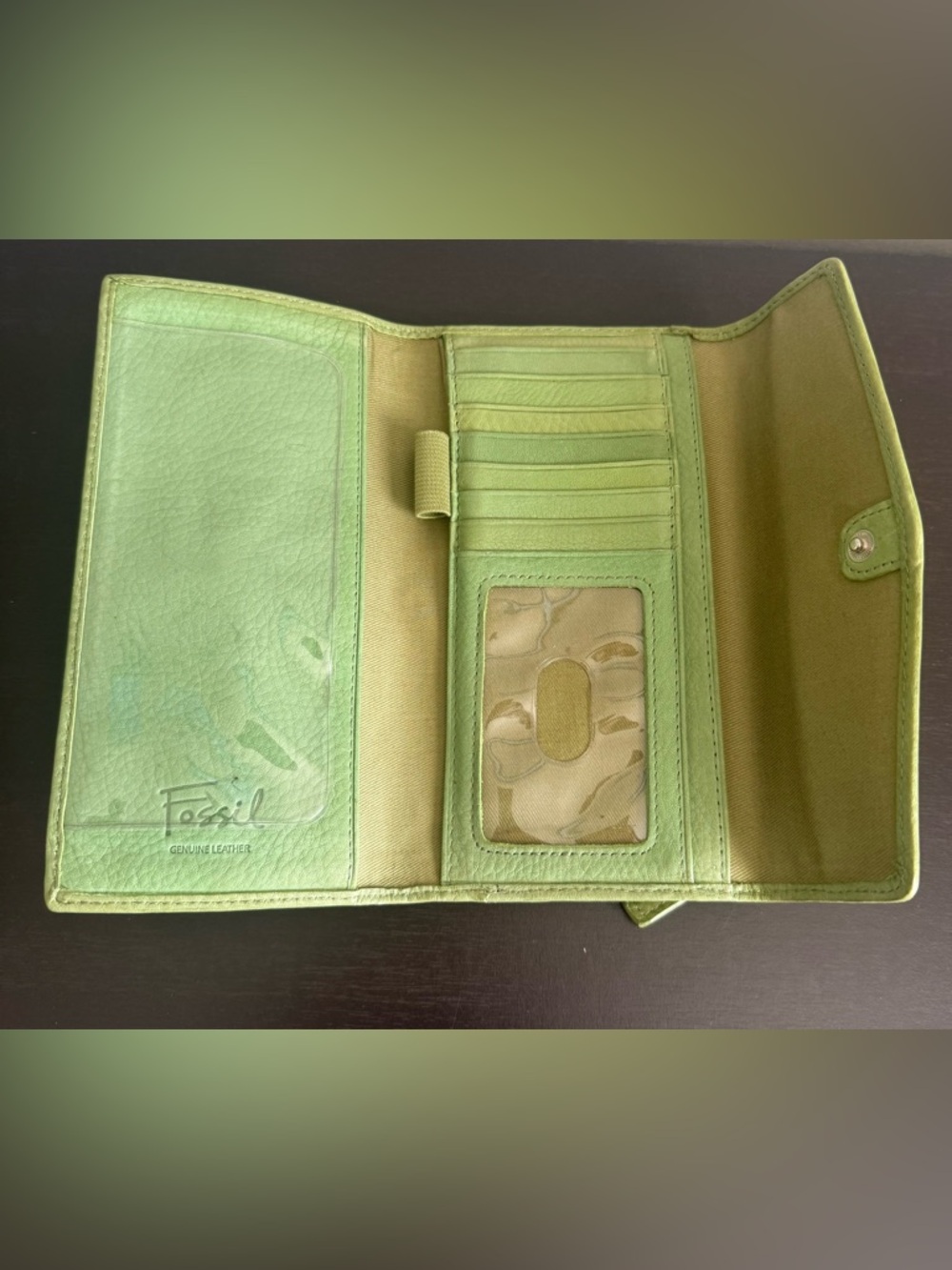 FOSSIL Leather Pastel Envelope Style Trifold Checkbook/Credit Card Wallet Y2K - Picture 4 of 5